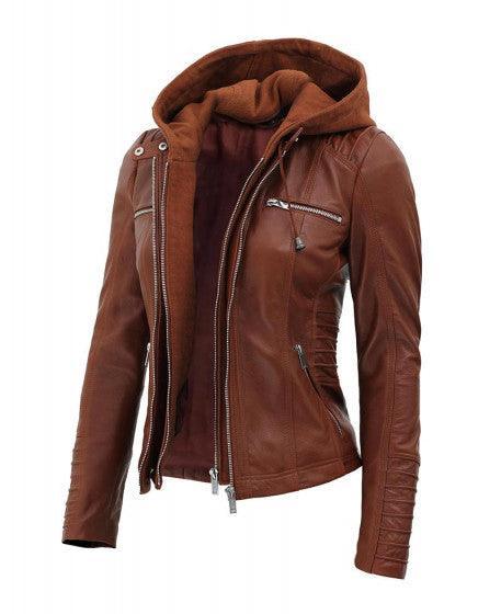 Women's Colorado Dark Brown Leather Jacket - Bull Armour