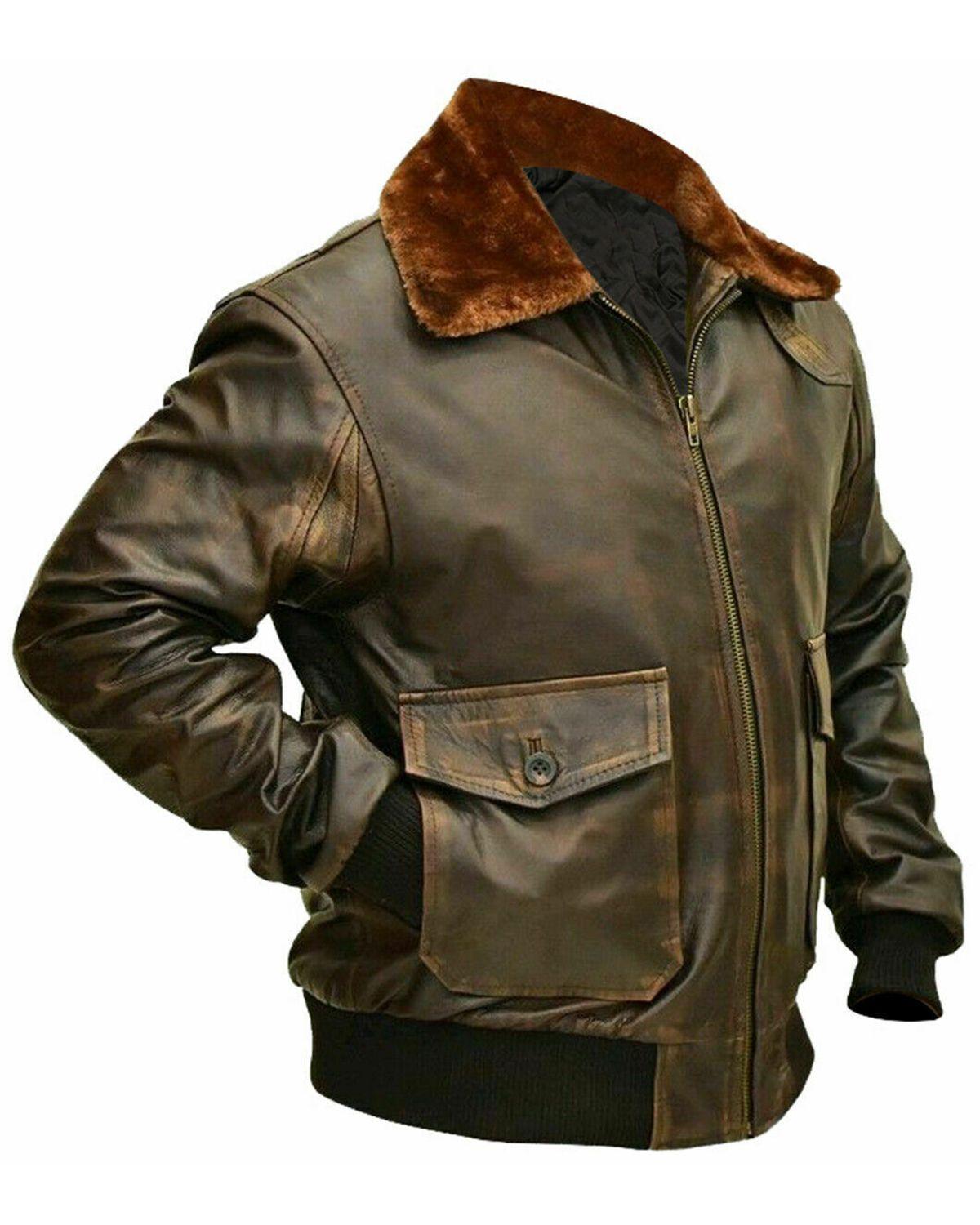 Men's Sherpa Rangers Leather Bomber Jacket - Bull Armour
