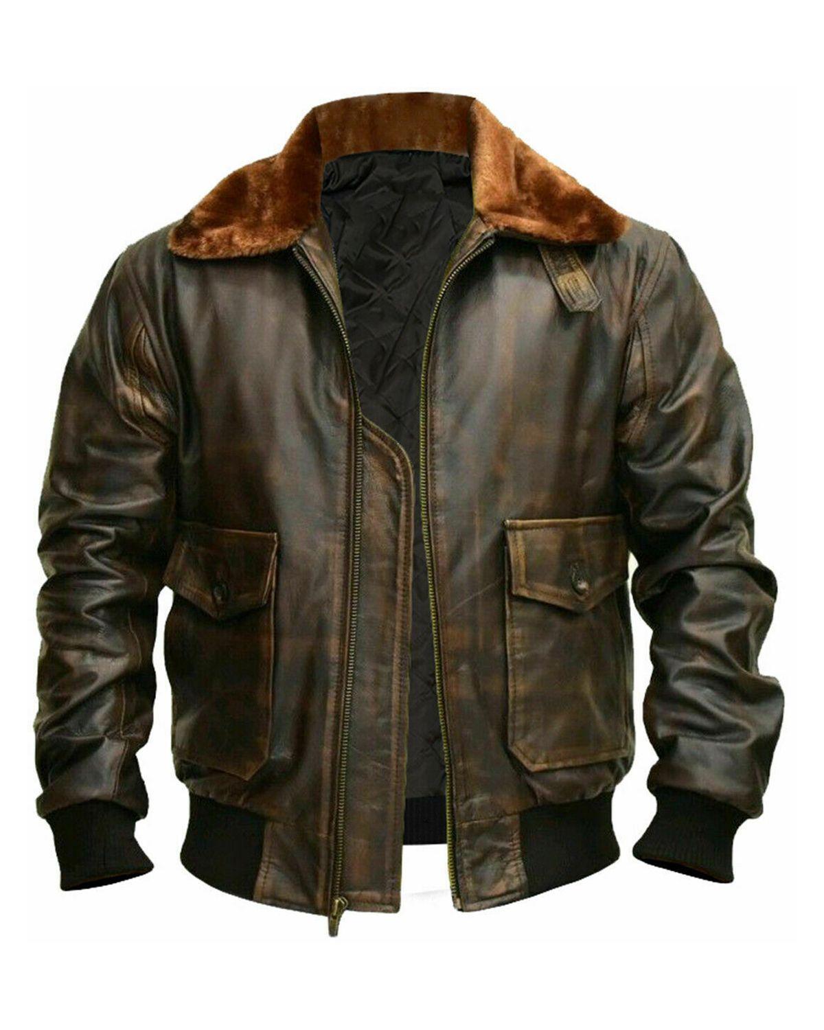 Men's Sherpa Rangers Leather Bomber Jacket - Bull Armour