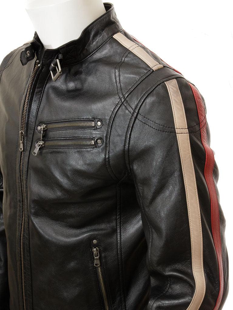 Men's Cafe Racer Leather Motorcycle Jacket - Bull Armour