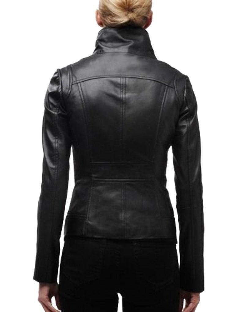 Women’s Retro Slim Smart Leather Jacket - Bull Armour